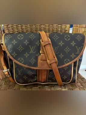 Brown leather Monogram Crossbody/messenger bag